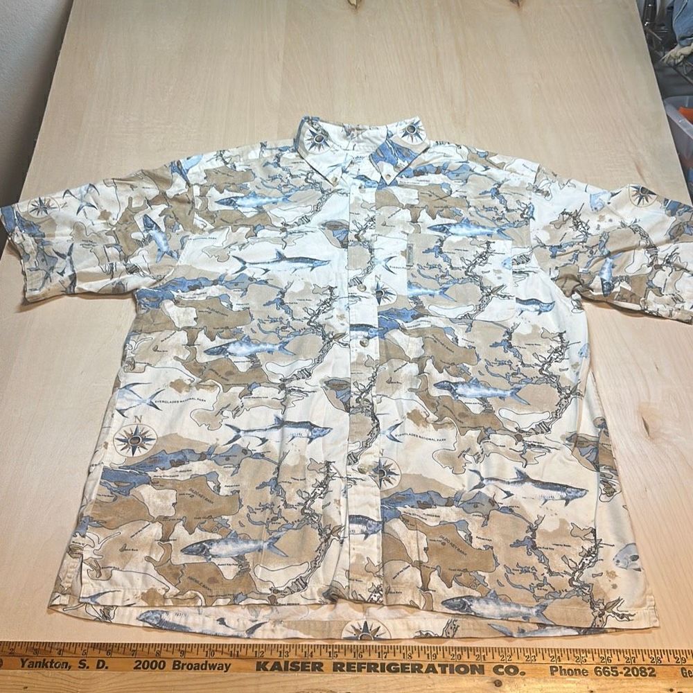 Columbia Sportswear Company Portland Ocean Print Shirt Mens Size L